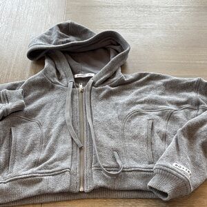 Bo + Tee Gray Hooded Zip Puffer Jacket